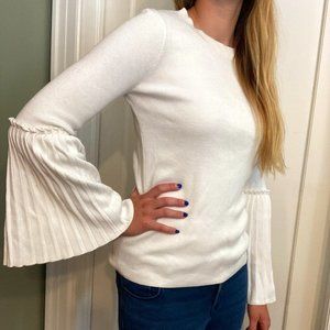 Banana Republic pleated bell-sleeve knit sweater, white